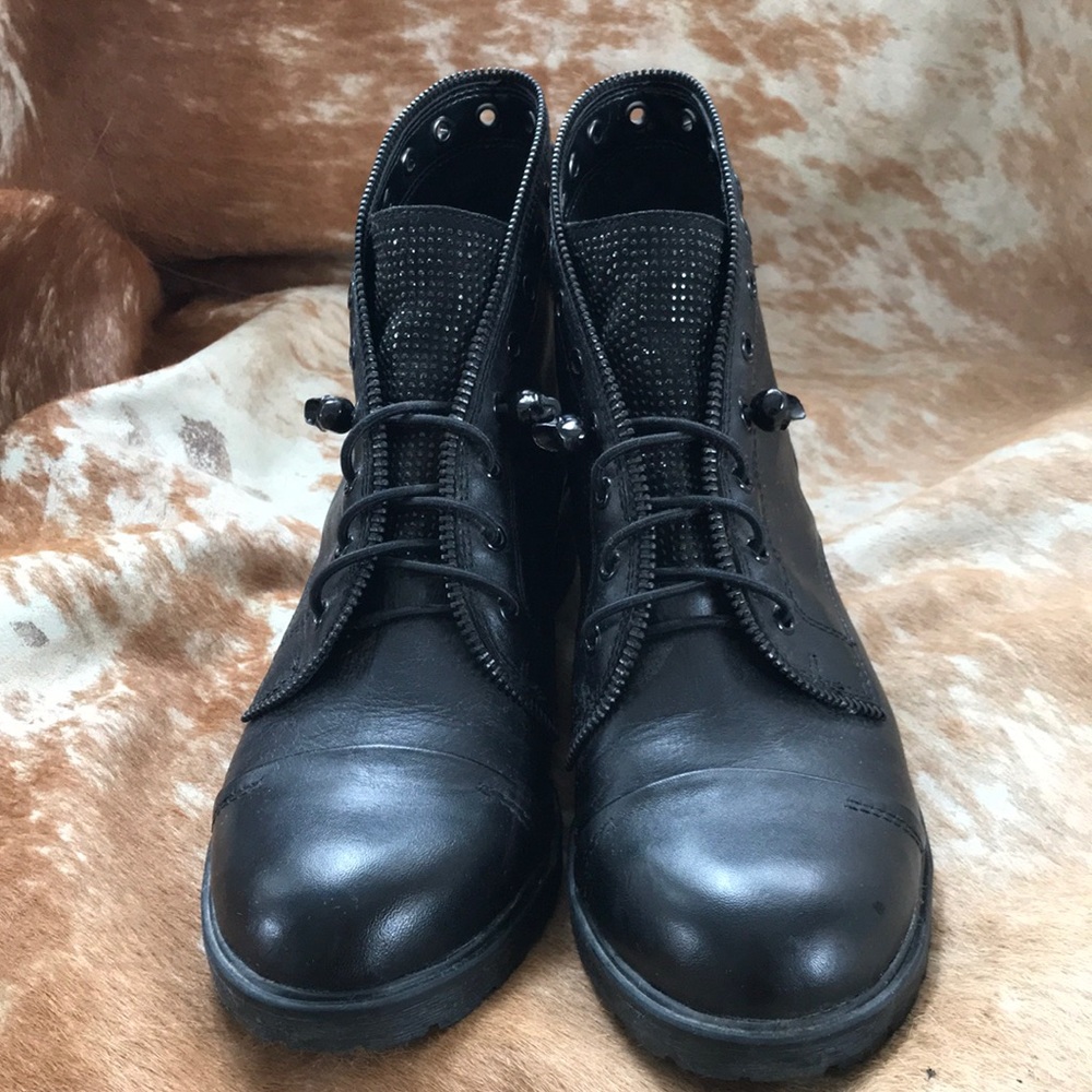 Giani Bini Skull Black Combat Boots US7.5